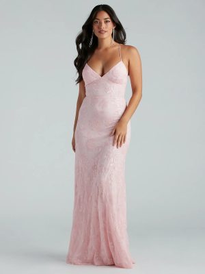 Kleo Formal Sequin Rose Lace-Up Mermaid Dress