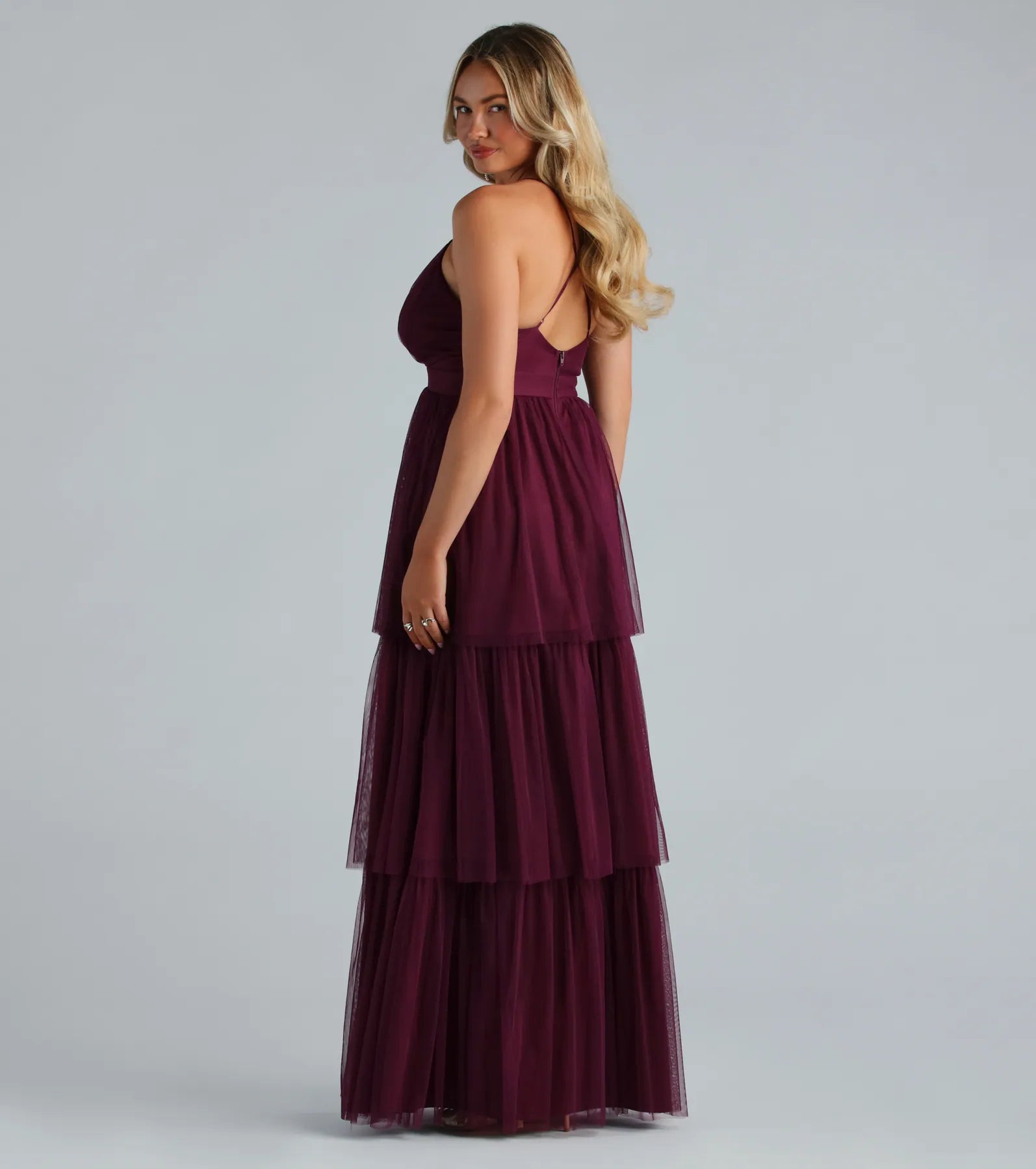 Joselyn Formal Mesh Ruffled A-Line Dress - Image 2