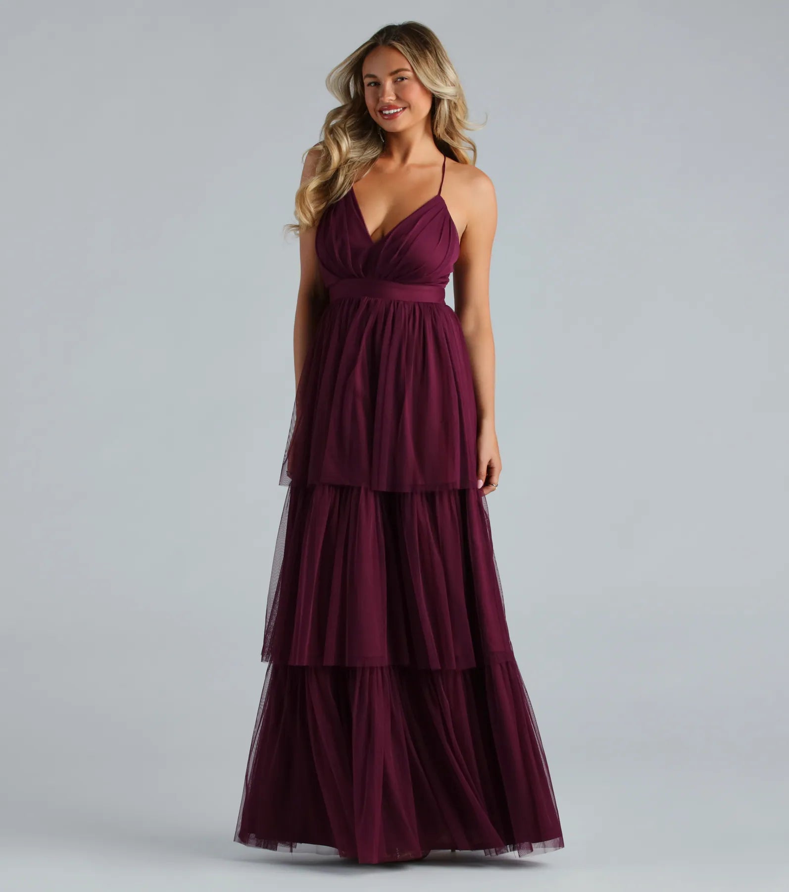 Joselyn Formal Mesh Ruffled A-Line Dress - Image 3