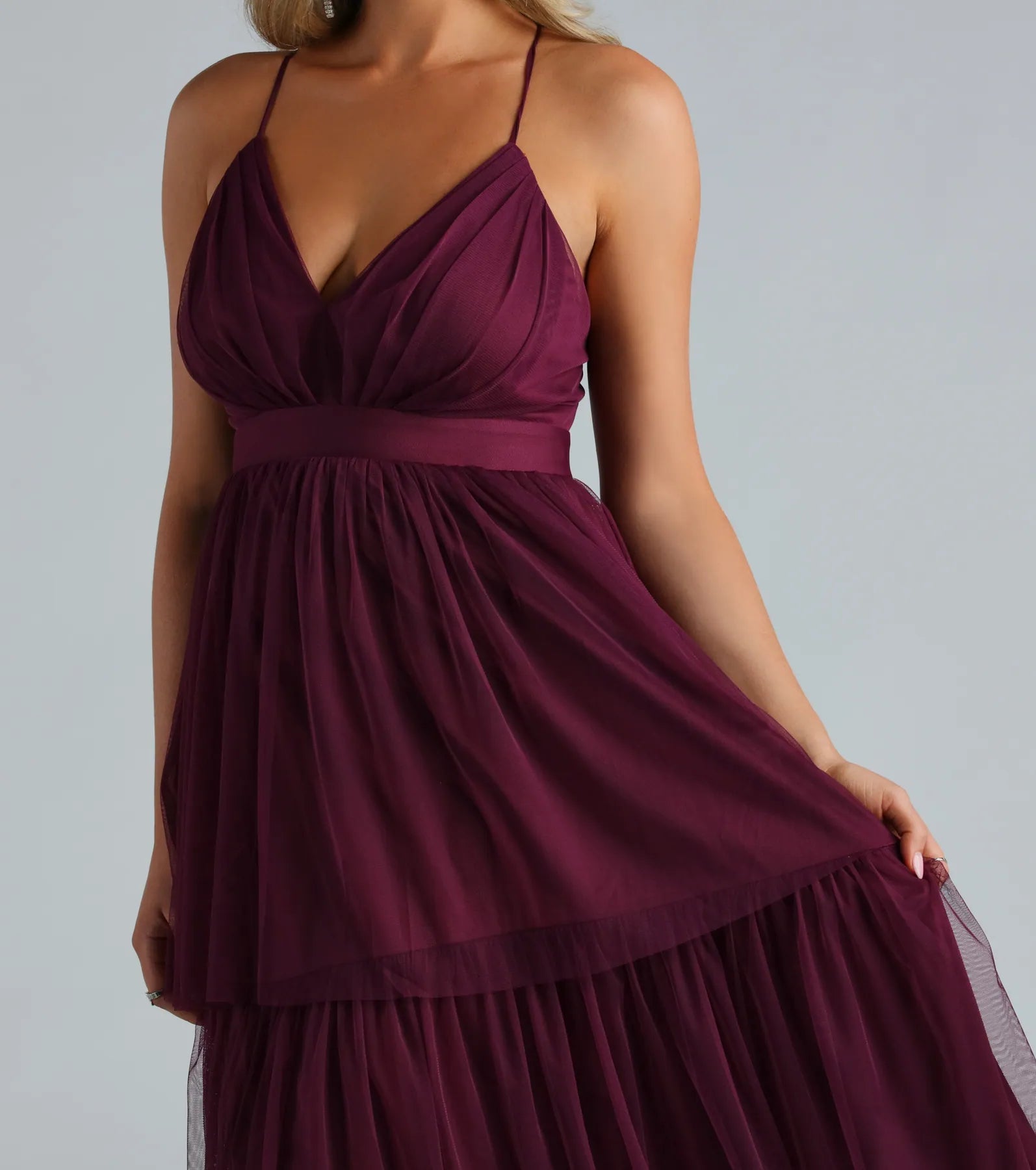 Joselyn Formal Mesh Ruffled A-Line Dress - Image 4