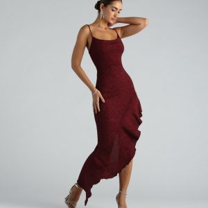 Kylie Formal Glitter Ruffle Long Dress