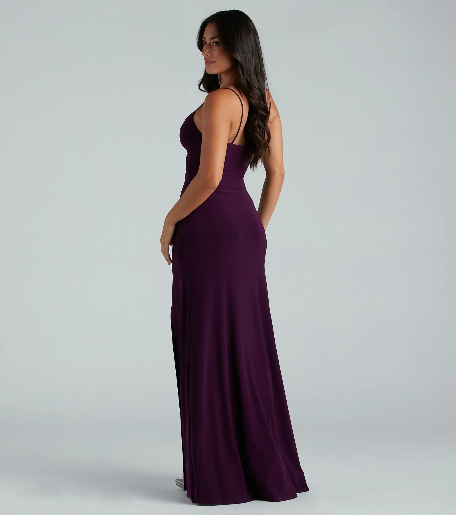 Cindy Formal V-Neck Cutout A-Line Long Dress - Image 2