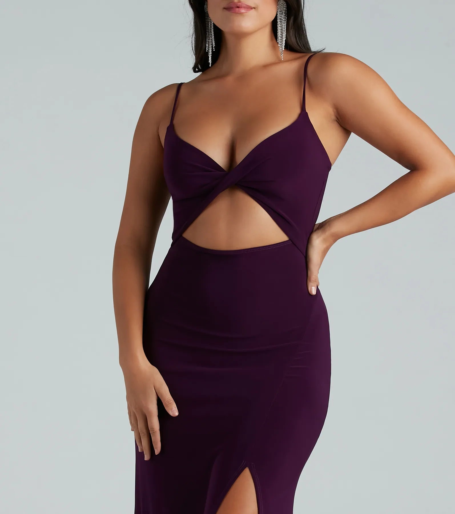 Cindy Formal V-Neck Cutout A-Line Long Dress - Image 4