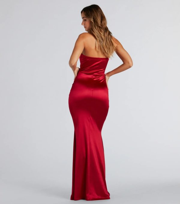 Priscilla Formal Satin Strapless Mermaid Dress - Image 11
