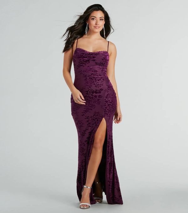 Vivian Cowl Neck Mermaid Mesh Formal Dress - Image 2