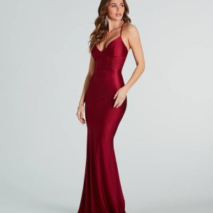 Gisele Formal Rhinestone Strappy Mermaid Dress