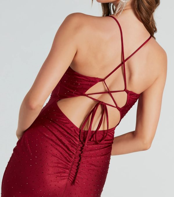 Gisele Formal Rhinestone Strappy Mermaid Dress - Image 3