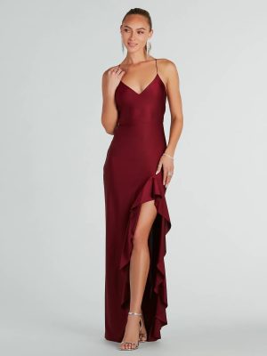 Lainey Ruffled High Slit Long Formal Dress