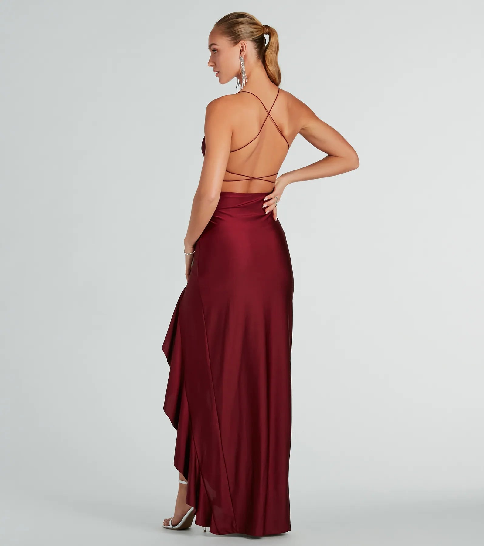 Lainey Ruffled High Slit Long Formal Dress - Image 2