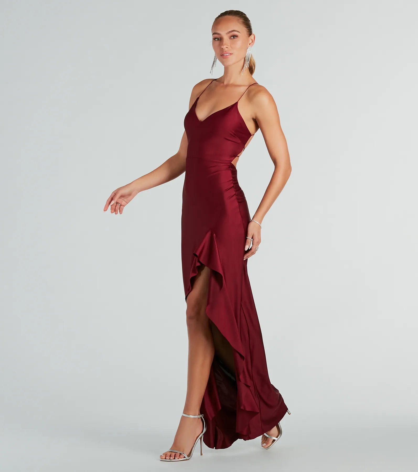 Lainey Ruffled High Slit Long Formal Dress - Image 3