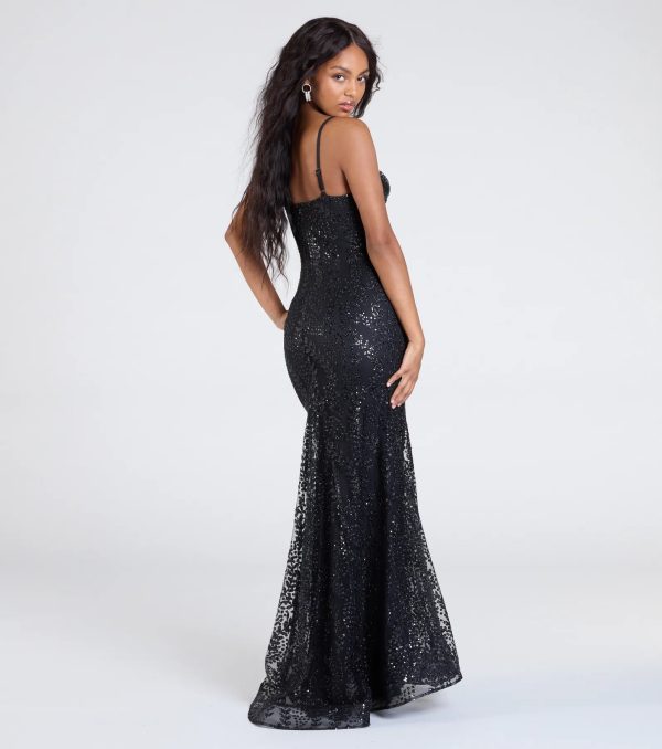 Anna Bustier Mermaid Glitter Sequin Formal Dress - Image 2