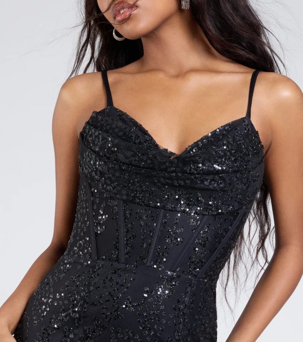 Anna Bustier Mermaid Glitter Sequin Formal Dress - Image 4