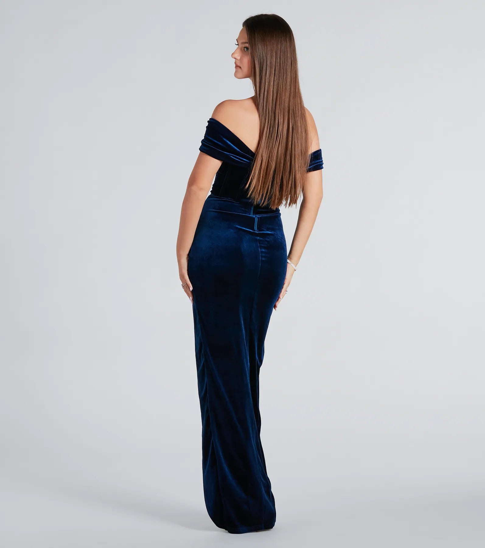 Alex Formal Velvet Bustier Off-The-Shoulder Dress - Image 2