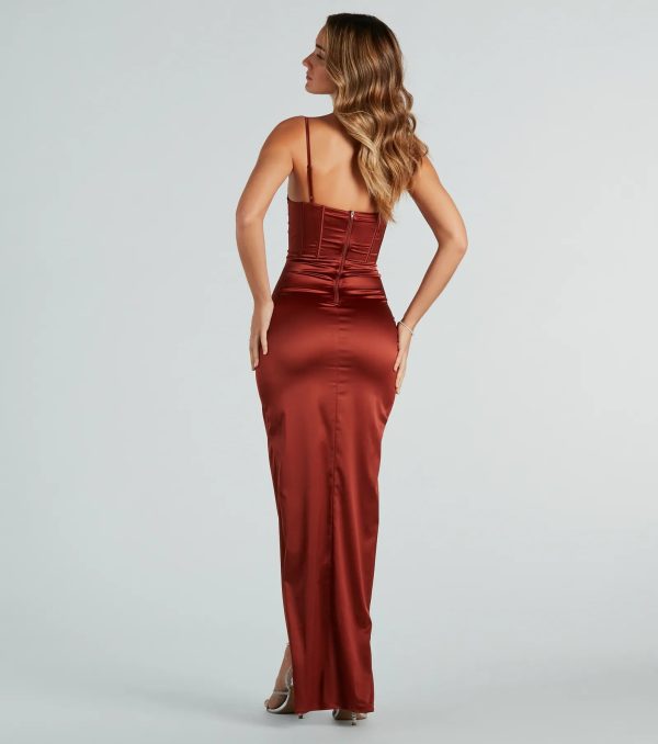 Emmaline Formal Satin Bustier Long Dress - Image 2