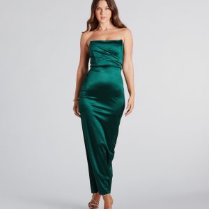 Leana Formal Satin Strapless Long Dress