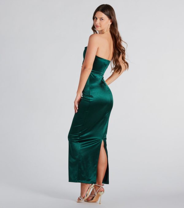 Leana Formal Satin Strapless Long Dress - Image 2