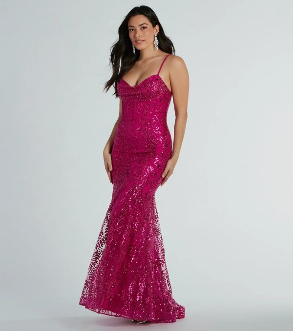 Anna Bustier Mermaid Glitter Sequin Formal Dress - Image 6