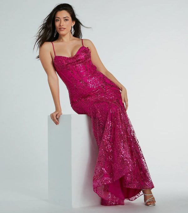 Anna Bustier Mermaid Glitter Sequin Formal Dress - Image 9