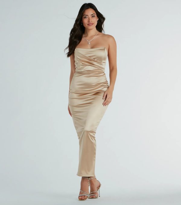 Leana Formal Satin Strapless Long Dress - Image 5