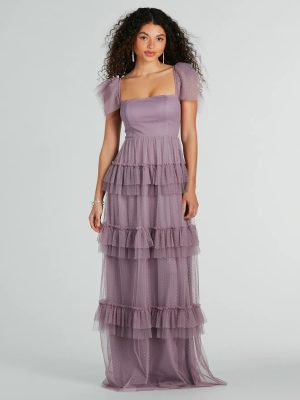 Arylee Polka Dot A-Line Ruffle Tulle Formal Dress
