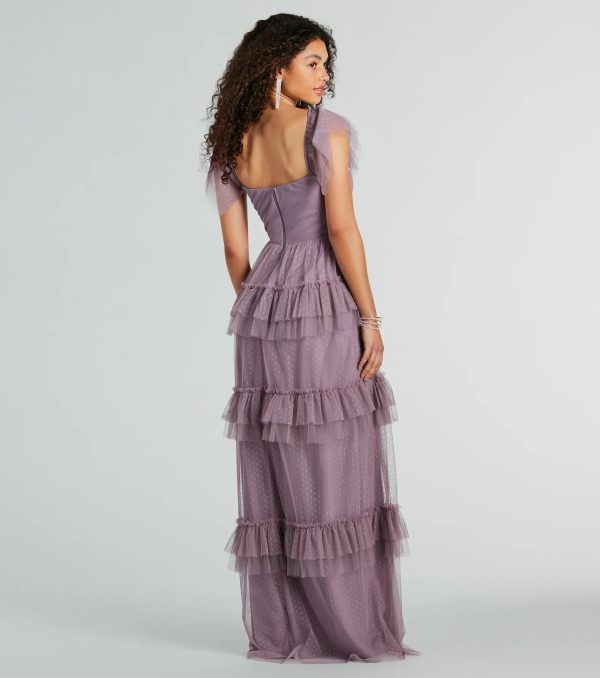 Arylee Polka Dot A-Line Ruffle Tulle Formal Dress - Image 2