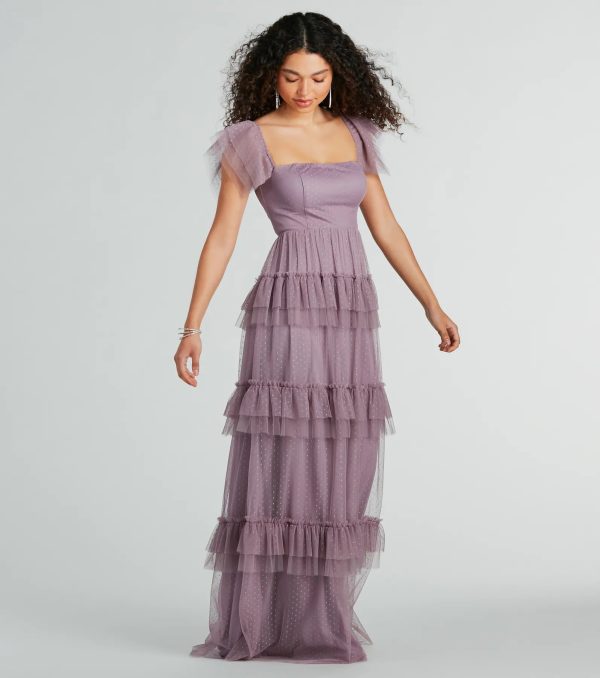 Arylee Polka Dot A-Line Ruffle Tulle Formal Dress - Image 3