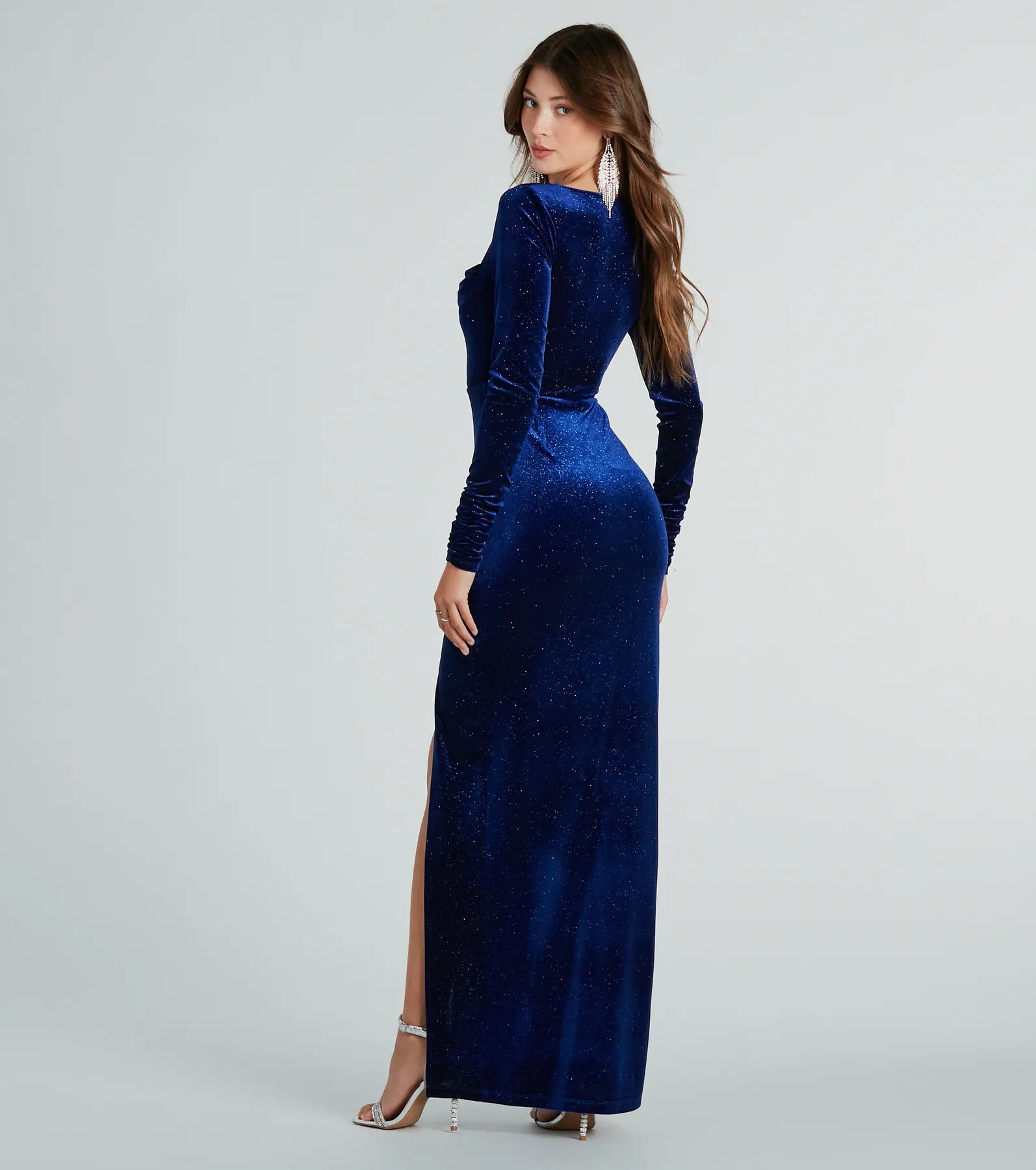 Cora Glitter Velvet Long Sleeve Formal Dress - Image 2