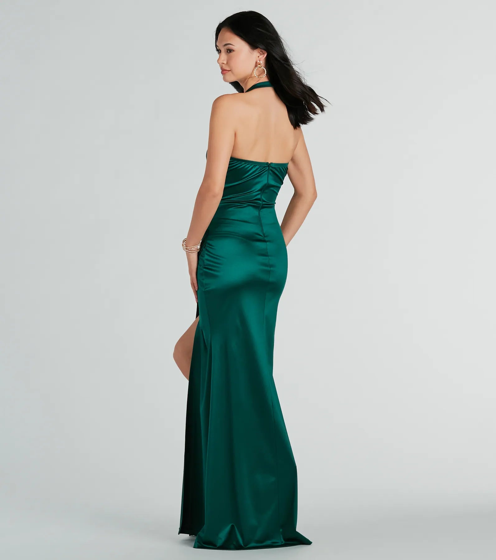 Melissa Formal Satin Halter Mermaid Long Dress - Image 2