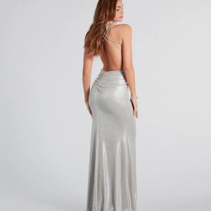 Kate Formal Metallic Open Back Mermaid Dress