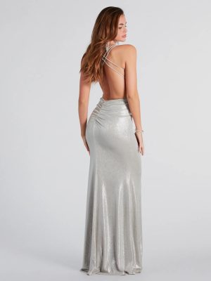 Kate Formal Metallic Open Back Mermaid Dress