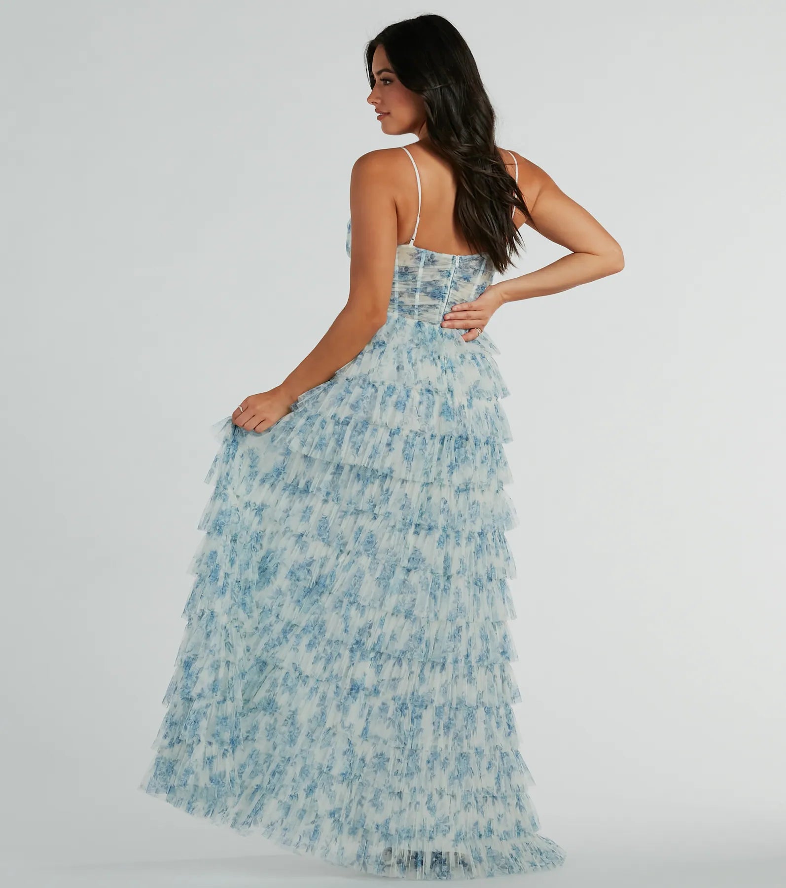 Halle Corset Ruffle A-Line Floral Formal Dress - Image 2