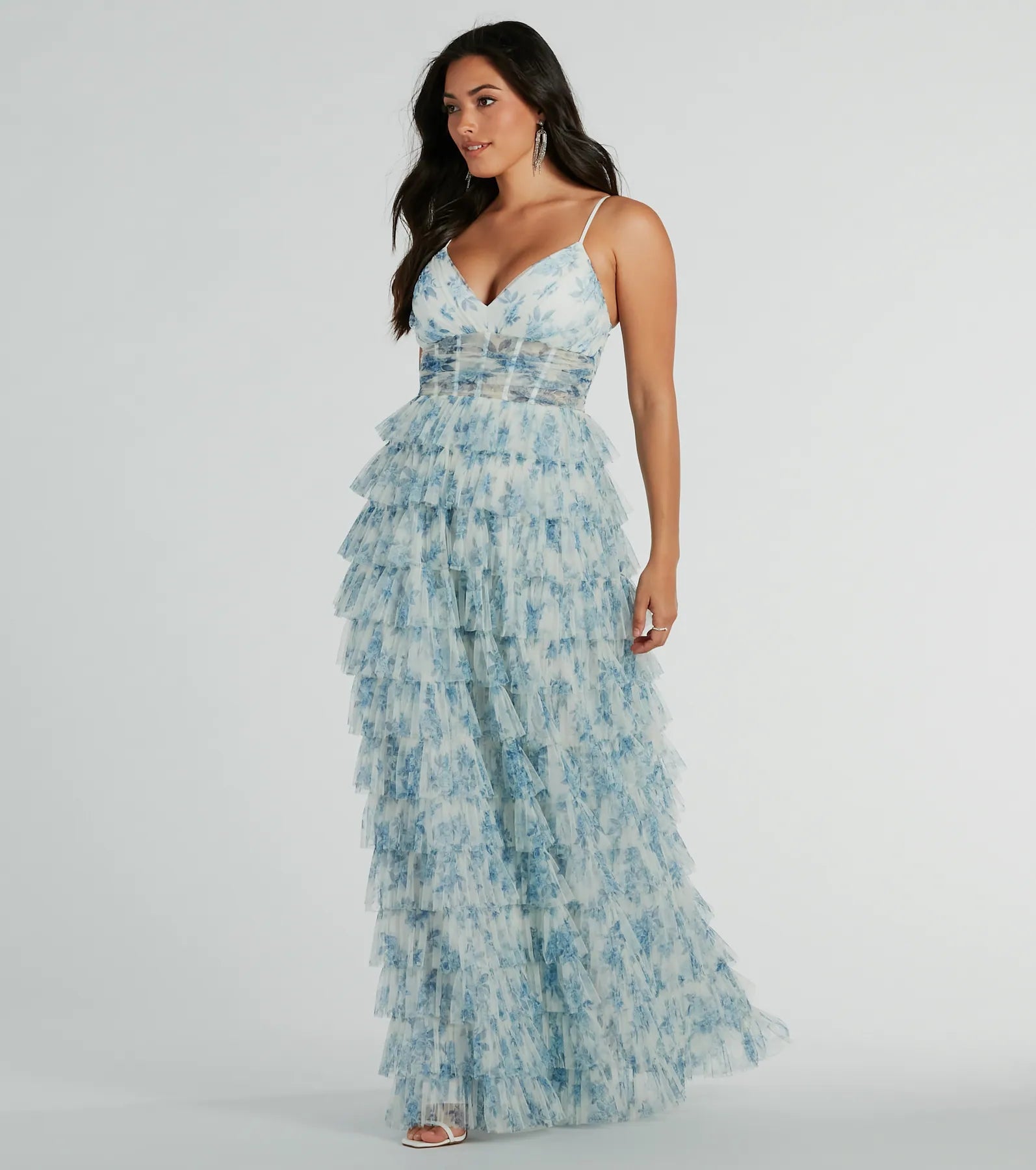 Halle Corset Ruffle A-Line Floral Formal Dress - Image 4