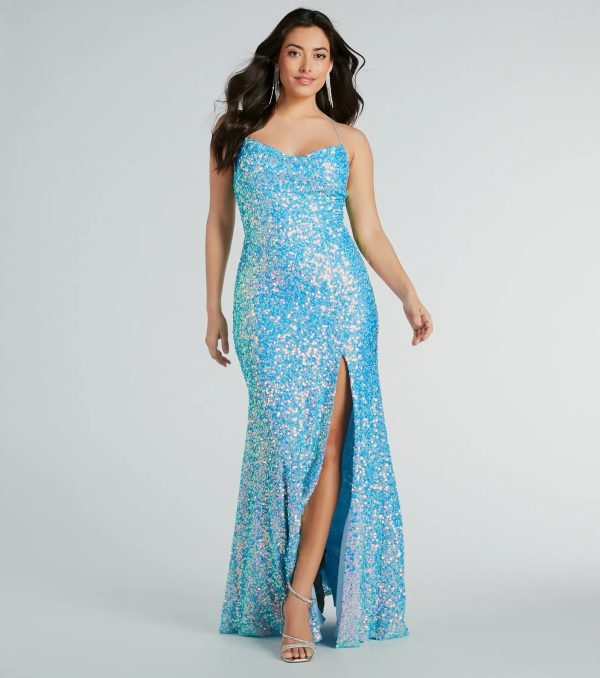 Esperanza Formal Sequin Cowl Dress - Image 14