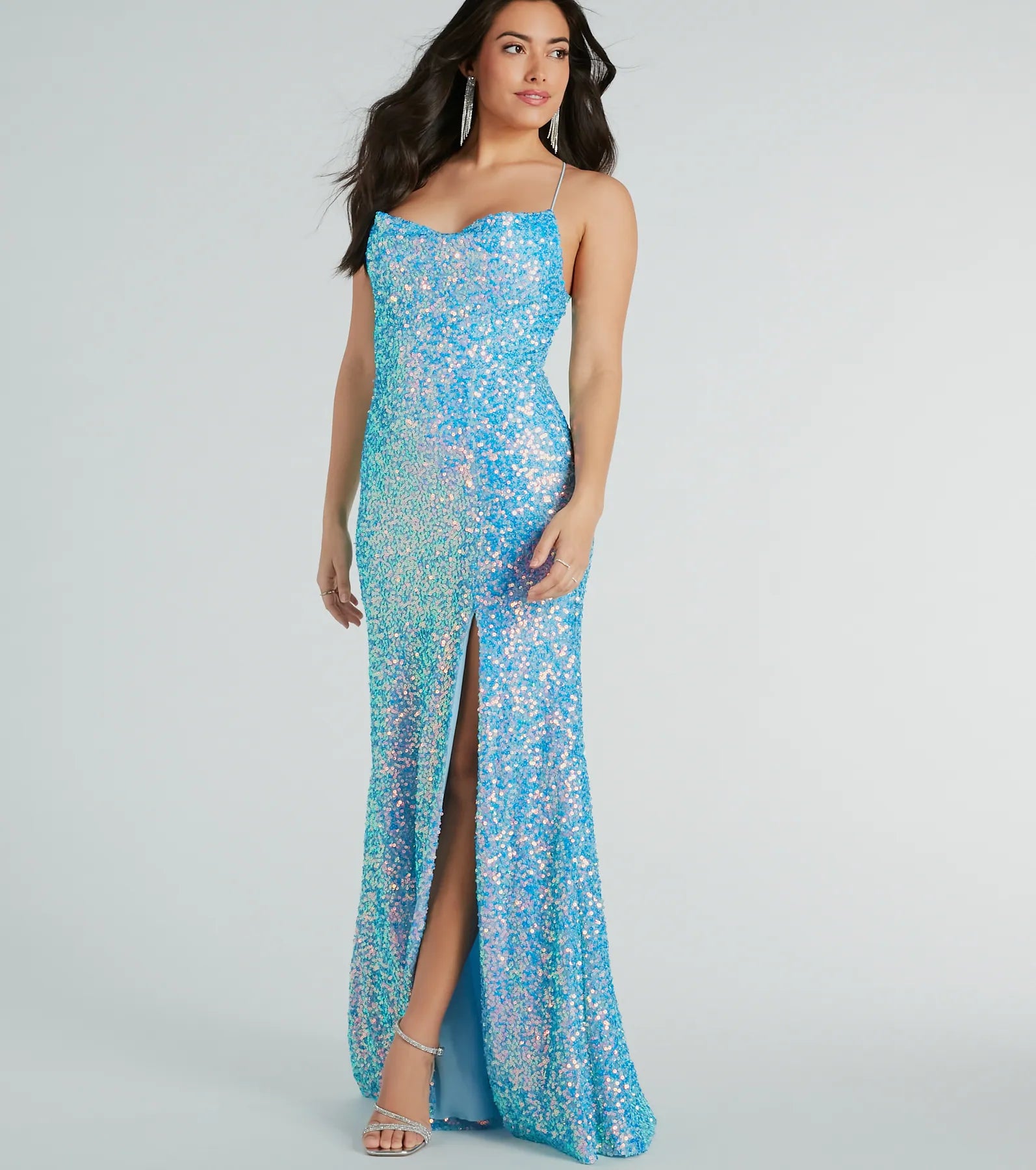 Esperanza Formal Sequin Cowl Dress - Image 17
