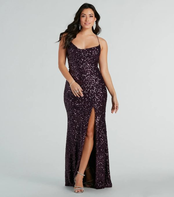 Esperanza Formal Sequin Cowl Dress - Image 18
