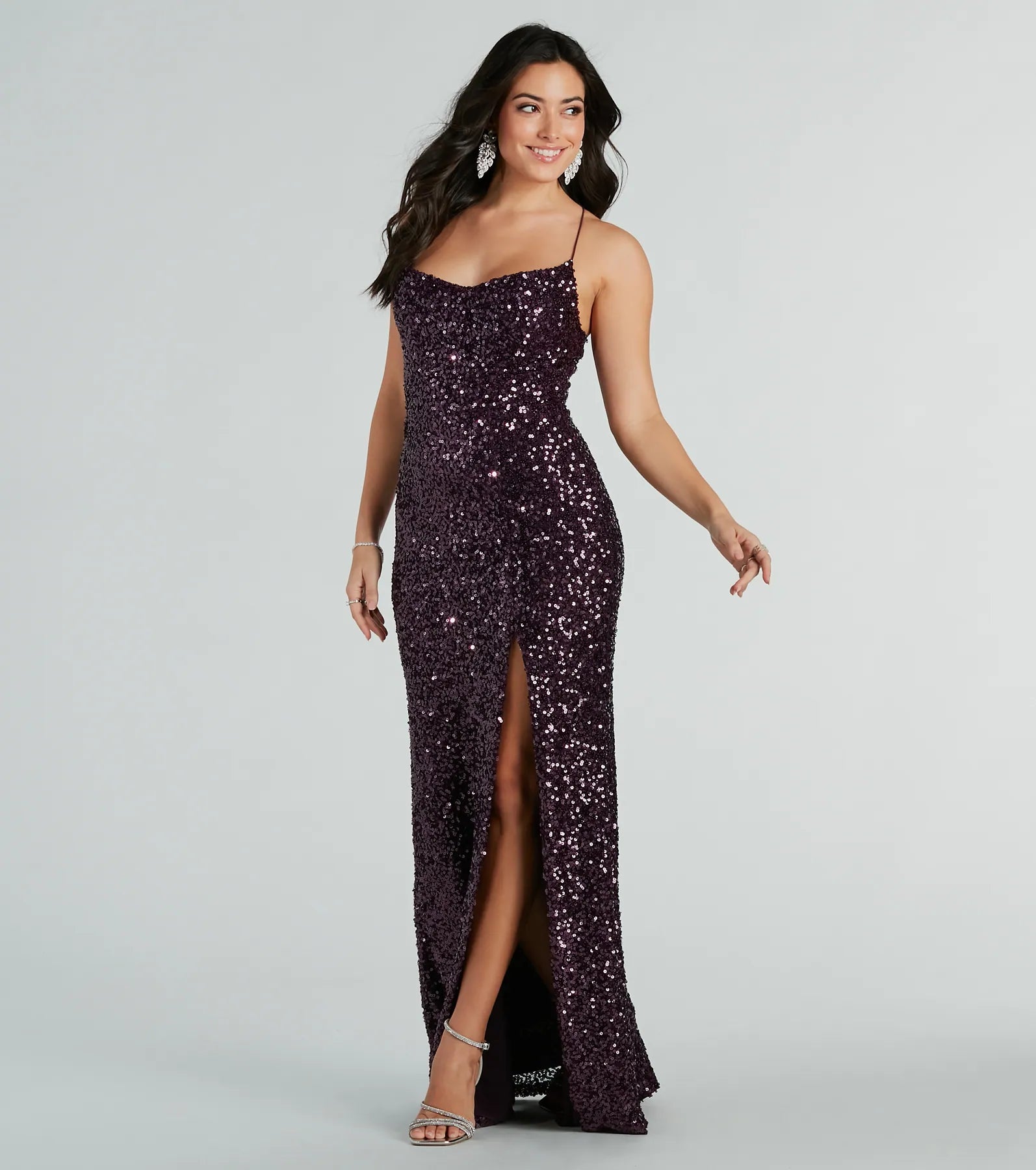 Esperanza Formal Sequin Cowl Dress - Image 20