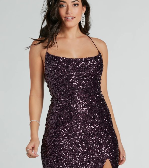 Esperanza Formal Sequin Cowl Dress - Image 21