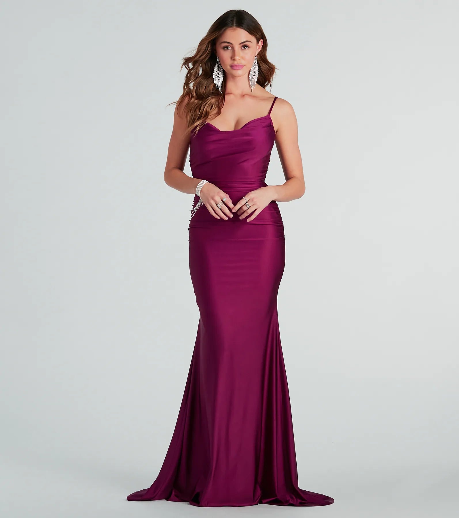 Reagan Formal Satin Low Back Mermaid Dress - Image 3