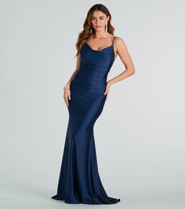 Reagan Formal Satin Low Back Mermaid Dress - Image 6