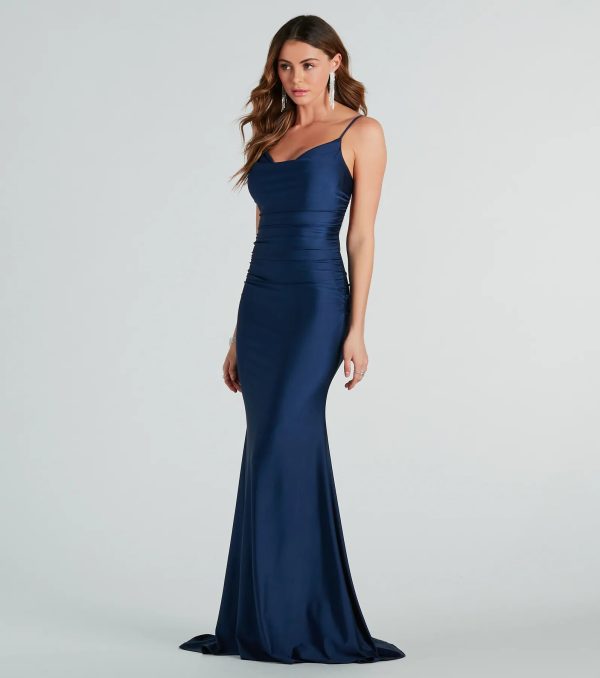 Reagan Formal Satin Low Back Mermaid Dress - Image 8