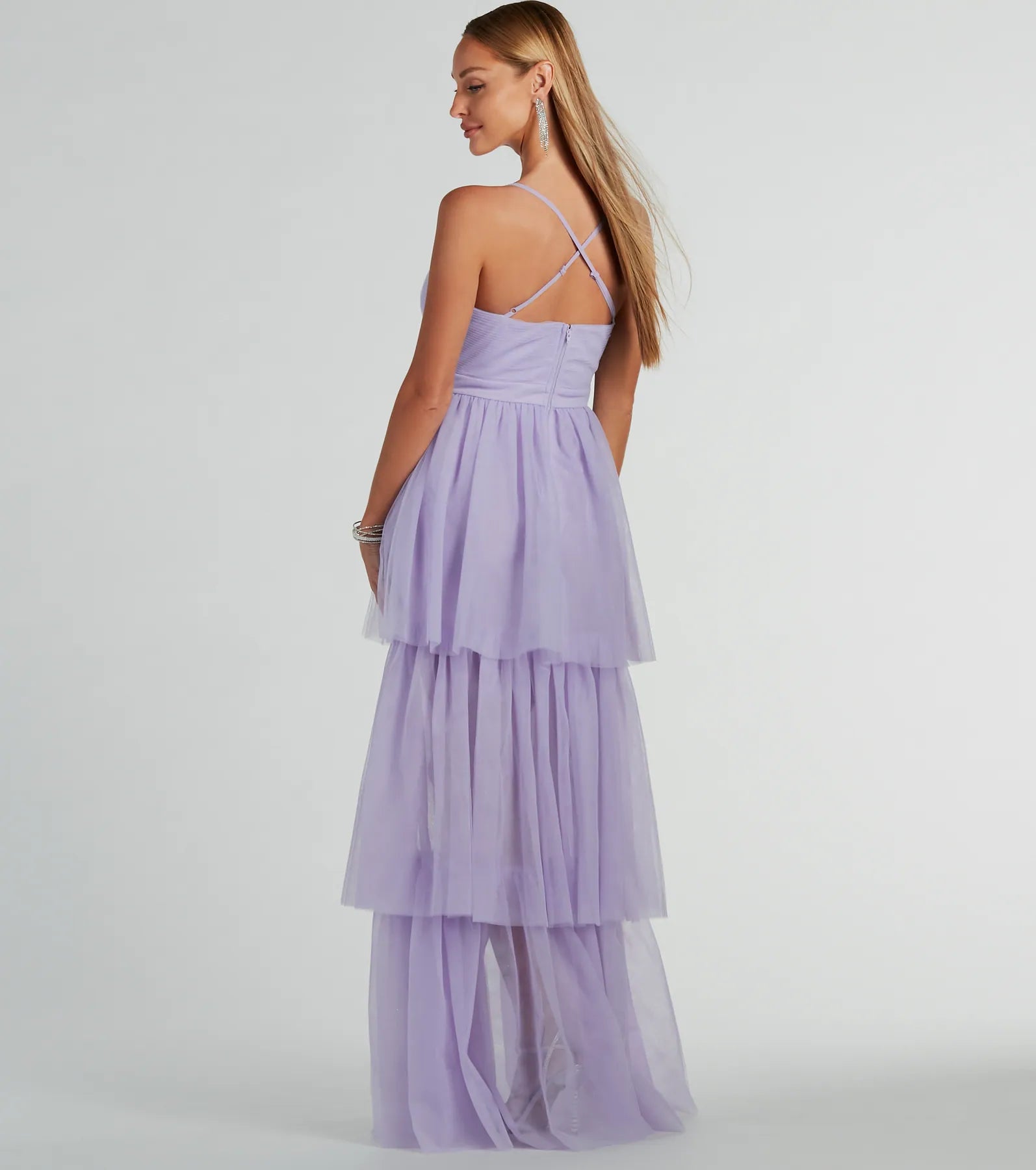 Ophelia V-Neck High Low Ruffle Tulle Formal Dress - Image 2