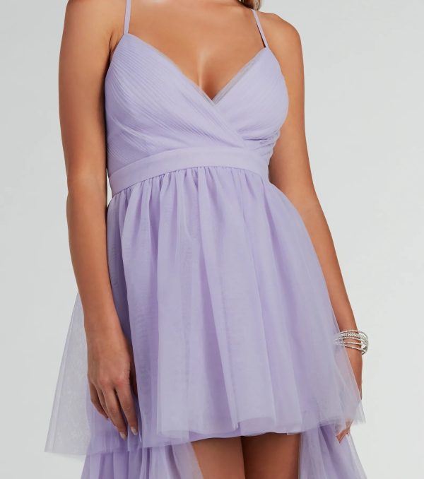 Ophelia V-Neck High Low Ruffle Tulle Formal Dress - Image 3