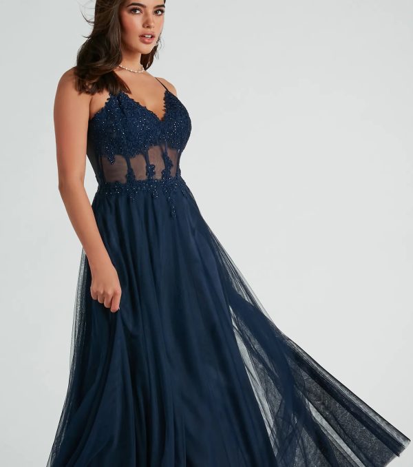Jaci Rhinestone Embroidered Mesh Formal Dress - Image 12
