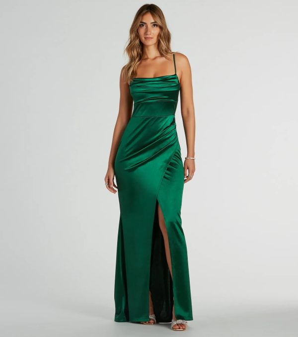 Laurel Formal Satin Tie-Back Mermaid Dress - Image 9