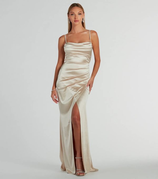 Laurel Formal Satin Tie-Back Mermaid Dress - Image 13