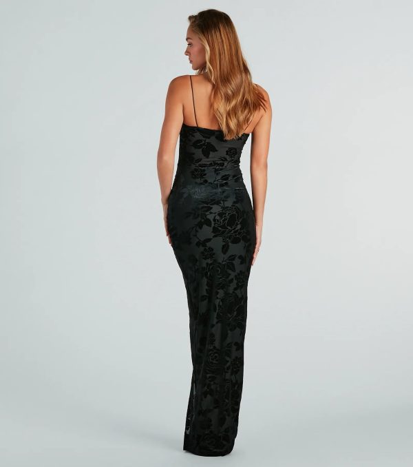 Junie Formal Floral Velvet Wrap Long Dress - Image 2