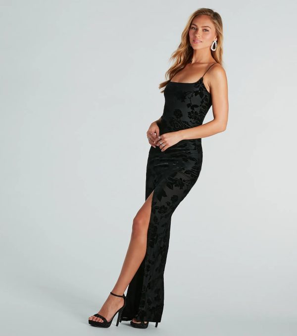 Junie Formal Floral Velvet Wrap Long Dress - Image 3