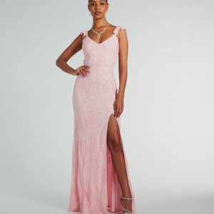 Estella V-Neck Column Long Sequin Formal Dress