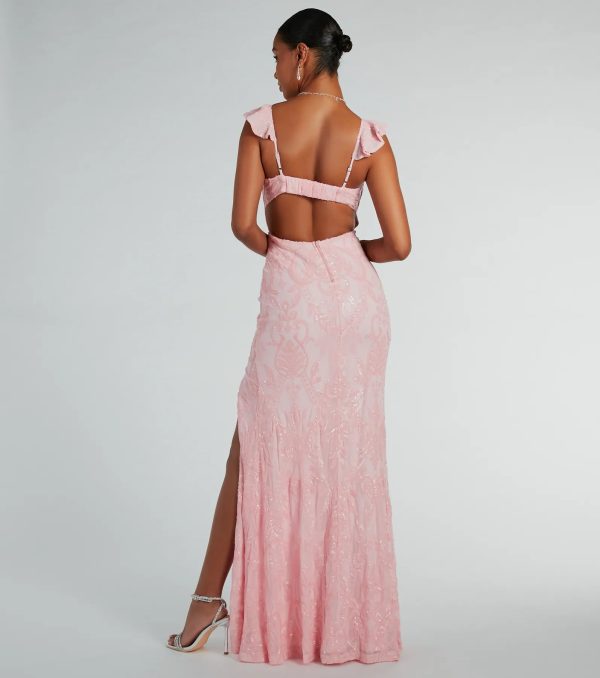 Estella V-Neck Column Long Sequin Formal Dress - Image 2