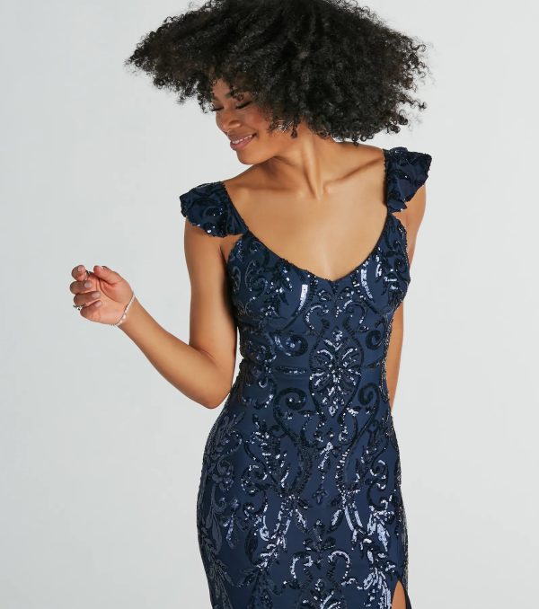 Estella V-Neck Column Long Sequin Formal Dress - Image 5